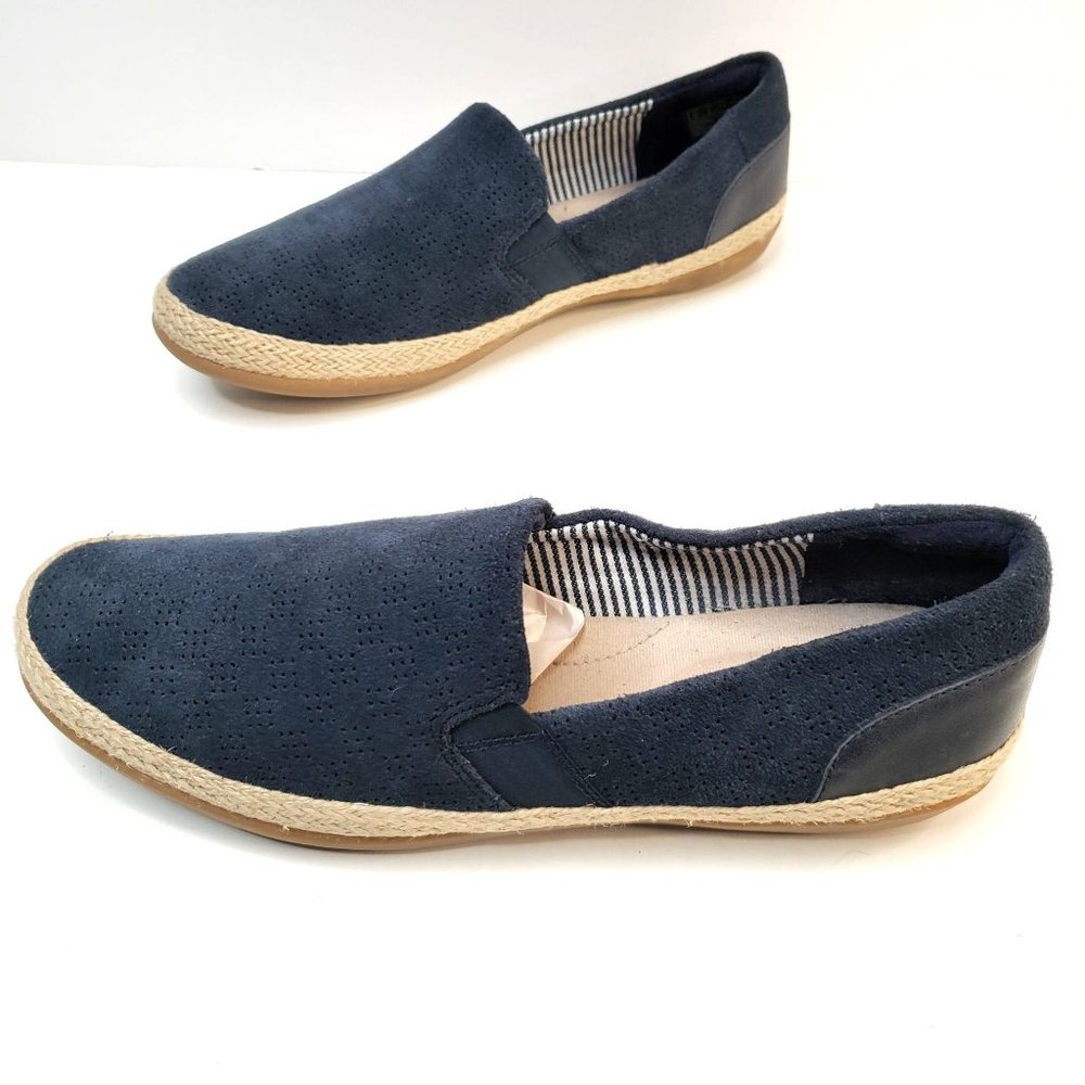 Clarks Ultimate Comfort Flat Loafers Shoes Size 8 Blue Suede Slip On Loafer Shoe